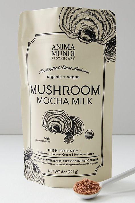 Chai Ice Cream, Mocha Milk, Tea Packaging Design, Mushroom Tea, Mushroom Powder, Mushroom Coffee, Protein Powders, Tea Packaging, Coffee Packaging