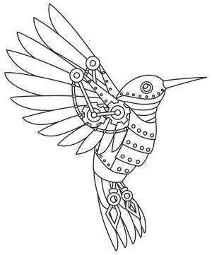 Steampunk Clipart Vintage Images, Mechanical Bird Drawing, Steampunk Embroidery Patterns, Mechanical Style Art, Steampunk Drawing Ideas, Steampunk Animals Drawing, Steampunk Hummingbird, Steampunk Sketch, Steampunk Drawings