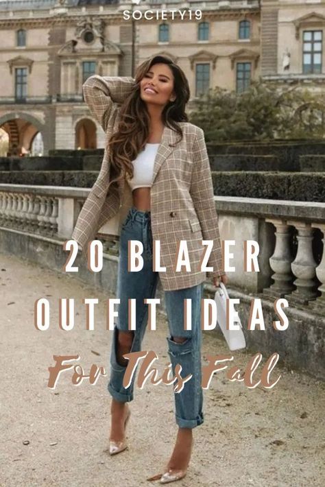 20 Blazer Outfit Ideas For This Fall Blazer Outfits 2023 Fall, Womens Outfits With Blazers, Fashion Ideas For Women In 20s, Brunch Autumn Outfit, Fall Outfits Ideas 2023, Fall Blazers For Women, Fall Outfit With Blazer, 2023 Blazer Outfit, Womens Blazers 2023