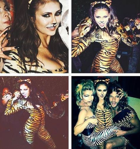 Nina Dobrev 25th Birthday party. Jungle themed. Jungle Theme Outfit Women Party Ideas, Jungle Fever Party Outfits, Animal Print Theme Party Outfits, Jungle Theme Dress For Women, Jungle Theme Costumes Women, Nina Dobrev Degrassi, Nina Dobrev Birthday, Jungle Outfit, 25th Birthday Party