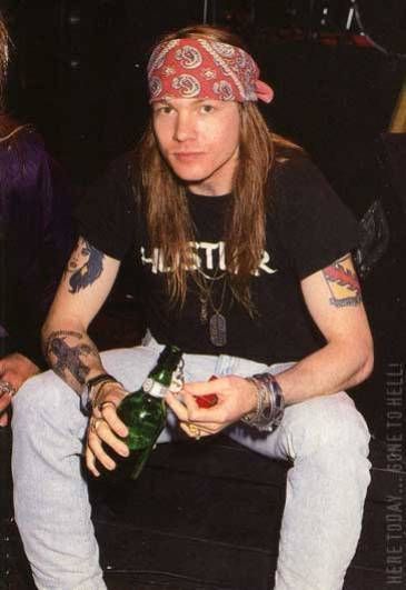 Axl Rose, Long Hair, Beer, Roses, Tattoos, Hair