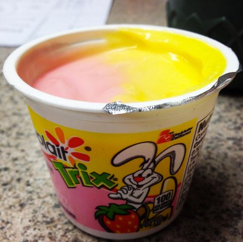 Waking up in the morning and having a VERY brightly-colored Trix yogurt for breakfast: 2000s Food, Ritz Bits, 90s Food, Veggie Chips, Yogurt Cups, Frozen Meals, Granola Bars, Rice Cakes, Refried Beans