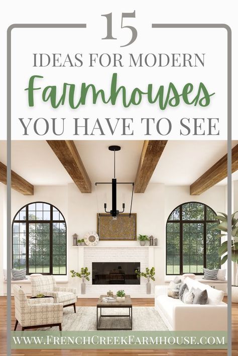 Large Wall Decor Modern Farmhouse, Modern Farmhouse French Country, Modern Farm Style House Interior, Updated Modern Farmhouse, Modern Farmhouse Living Room And Kitchen, Modern Farmhouse Astethic, Classic Farmhouse Interior Design, Modern French Farmhouse Style, Modern French Farmhouse Living Room