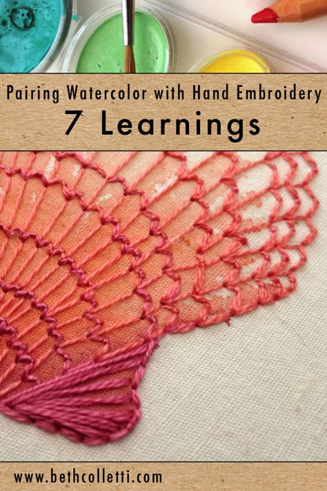 Watercolor Embroidery, Watercolor Fabric, Embroidery Tips, Hand Embroidery Projects, Brazilian Embroidery, Thread Painting, Hand Embroidery Art, Hand Embroidery Stitches, Slow Stitching