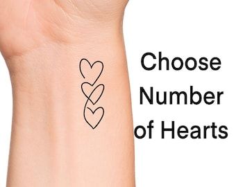 DaintyTattoo - Etsy Canada 3 Hearts Tattoo, Starfish Tattoo, Heart Tattoo Wrist, Hearts Tattoo, Tattoo Uk, Heart Temporary Tattoos, Christian Sleeve Tattoo, Tiny Wrist Tattoos, Realistic Temporary Tattoos