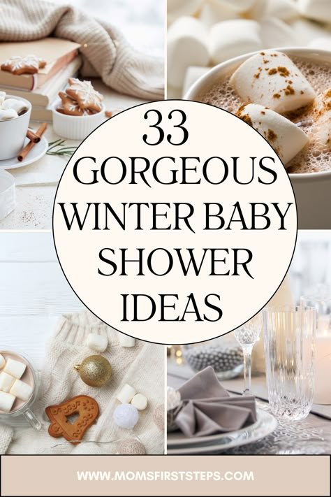 Planning a winter baby shower? This list of 33 winter baby shower ideas will inspire you to create a festive and magical winter baby shower. A Snowflake Is On The Way, Fall Winter Baby Shower Ideas, Cozy Winter Baby Shower Theme, White Christmas Baby Shower Ideas, December Themed Baby Shower Ideas, Winter Baby Sprinkle Themes, Snowman Baby Shower Ideas, January Baby Shower Ideas Themes, January Baby Shower Themes Neutral