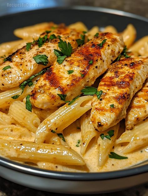 Creamy Cajun Chicken Pasta – Spicy, Flavorful & Comforting - Recipes By Clare Cajun Chicken Pasta With Broccoli, Grilled Chicken With Pasta, Cajun Chicken Tortellini, Pasta And Chicken Recipes Easy, Chicken Thigh Pasta Recipes, Healthy Chicken Pasta Recipes, Chicken Pasta Healthy, Pasta Meal Ideas, Pasta And Chicken Recipes