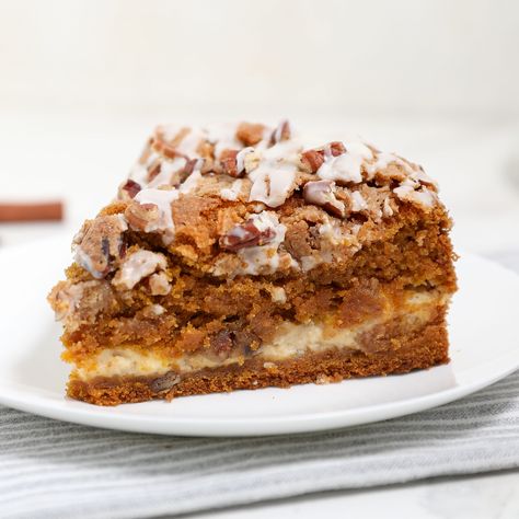 Pumpkin Coffee Cake with Cream Cheese Pumpkin Coffee Cake With Cream Cheese, Coffee Cake With Cream Cheese, The Salty Cooker, Pumpkin Coffee Cake, Muddy Buddy, Cream Cheese Coffee Cake, Fall Goodies, Pumpkin Coffee Cakes, Pumpkin Recipes Easy