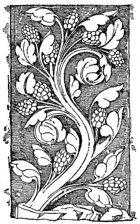 Early Gothic Ornament Vine Vine Clipart, Gothic Ornament, Medieval Pattern, Notre Dame Paris, Woodcut Art, Gothic Pattern, Religious Artwork, Medieval Ages, Leaf Border