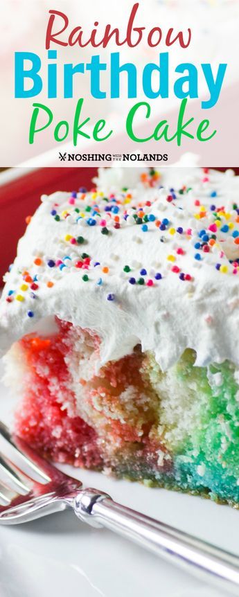 Birthday Poke Cake, Rainbow Cake Recipe, Jello Cake, Poke Cake Recipes, Poke Cakes, Birthday Desserts, Poke Cake, Cool Birthday Cakes, Köstliche Desserts