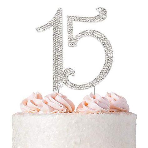 15 Cake Topper, 15 Cake, Rose Gold Cake Topper, Silver Cake Topper, 15th Birthday Cakes, Rhinestone Cake Topper, Rose Gold Cake, Quinceanera Cakes, Silver Cake