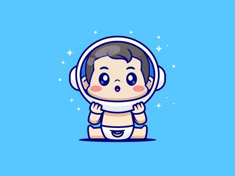 Astronaut Lost In Space, Baby Astronaut, Space Cartoon, Illustration Science, Astronaut Illustration, Vector Icons Illustration, Technology Icon, Lost In Space, Science Technology