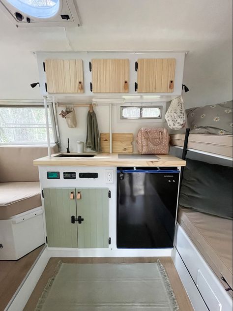 Boler Interior, Scamp Camper Remodel, Scamp Remodel, Boler Trailer Interiors, Boler Trailer Remodel, Caravan Kitchen Ideas, Scamp Trailer Remodel, Scamp Camper, Boler Trailer