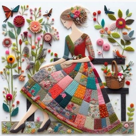 Textile Art Embroidery, Applique Quilt Patterns, Pola Sulam, Diy Couture, Embroidery Inspiration, Applique Quilts, Hand Embroidery Designs, Diy Embroidery, Embroidery And Stitching