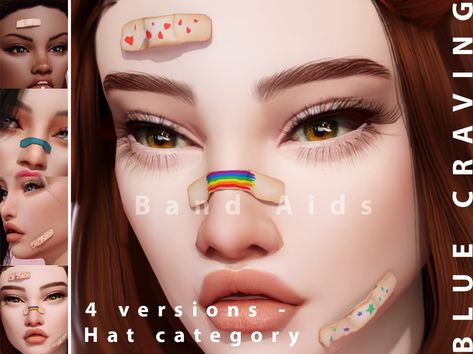 Band Aids | Blue Craving on Patreon Faces Band, Makeup Cc, Sims 4 Dresses, Sims Four, Sims 4 Cc Packs, Sims 4 Collections, Sims 4 Mods Clothes, Sims 4 Build, Sims Community