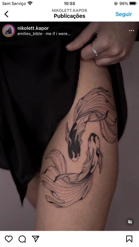 Ying Yang Koi Fish Tattoo, Ying Yang Koi Fish, Small Feather Tattoo, Shoulder And Arm Tattoo, Yin Yang Illustration, Flower Shoulder Tattoo, Amazing 3d Tattoos, Coy Fish, Magic Runes