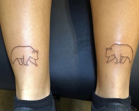 Matching Bear Tattoos, Bear Paw Tattoos, Black Line Tattoo, Paw Tattoo, Bear Tattoos, Couple Tattoo, Bear Tattoo, Matching Tattoo, Bear Paws