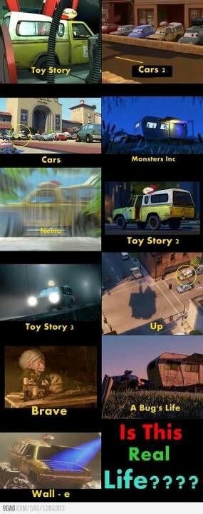 WOWW The Pizza Planet truck is in all the Pixar movies :) Pixar Theory, Disney Easter Eggs, Quotes Movie, Bugs Life, Disney Theory, Disney Secrets, Disney Easter, Pizza Planet, Funny Disney Memes