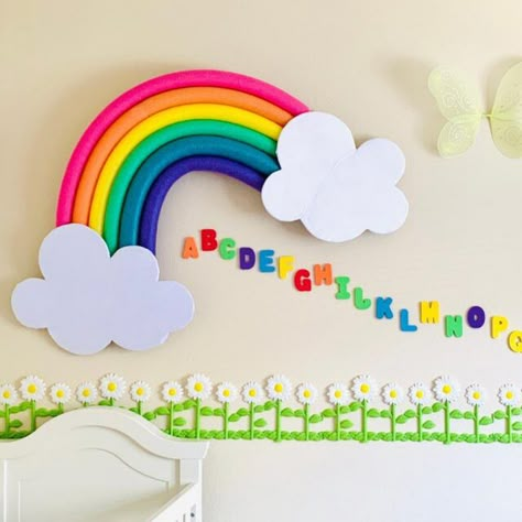 Pool Noodle Rainbow, Noodle Hacks, Rainbow Room Decor, Motorcycle Cake, Rainbow Home Decor, Sell Ideas, Felt Glue, Rainbow Party Decorations, Kindergarten Classroom Decor