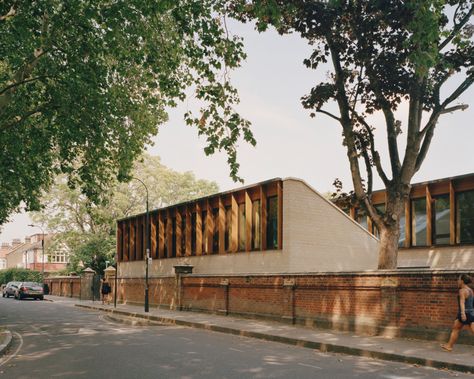 mæ Architects, Rory Gardiner · Sands End Arts and Community Centre · Divisare Art Centre Architecture, Rory Gardiner, Community Hall, Community Halls, Community Centre, Timber Panelling, Aged Care, London Park, Building Exterior