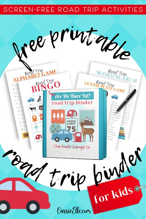 Road Trip Printables For Kids, Free Road Trip Printables, Road Trip Activity Book, Road Trip Printables, Road Trip Journal, Activity Binder, Travel Binder, Organizing Printables, Printable Road