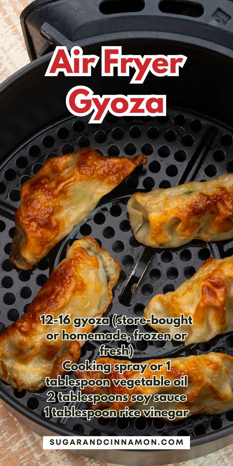 Craving crispy, delicious gyoza? 🍤✨ Try this easy air fryer recipe! Perfectly golden on the outside and tender on the inside, these air fryer gyoza are a quick and healthier alternative to traditional frying. Save this pin for your next meal prep idea! 📌😋 Air Fryer Recipes Dehydrate, Air Fry Dumplings, Air Fryer Gyoza, Airfryer Dumplings, Potstickers Air Fryer, Air Fryer Protein Recipes, Air Fryer Dehydrator Recipes, Things To Cook In Air Fryer, Ninja Air Fryer Recipes Easy