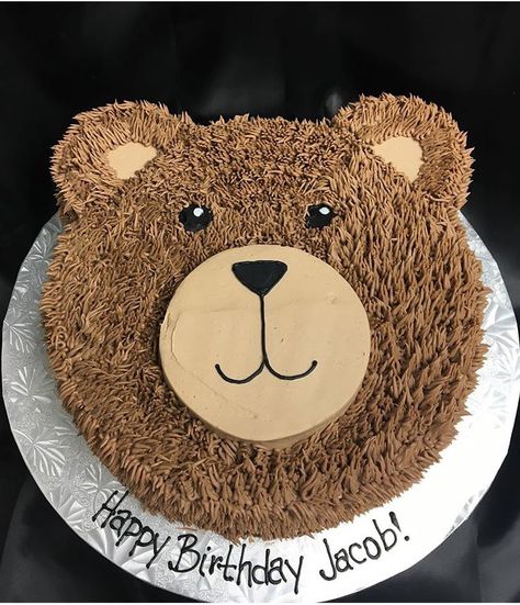 Bear cake Easy Bear Cake Ideas, How To Make A Bear Cake, Beary 1st Birthday Cake, Bear Cake 1st Birthday, Bear Sheet Cake, Bear Face Cake, Grizzly Bear Cake, Bear Smash Cake, Bear Cake Ideas