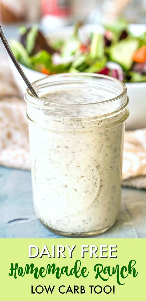 Salads Dressing, Dairy Free Ranch Dressing, Dairy Free Dressing, Smoothie Bowl Vegan, Ranch Dressing Recipe Homemade, Df Recipes, Vegan Ranch Dressing, Low Carb Granola, Dairy Free Recipes Dinner