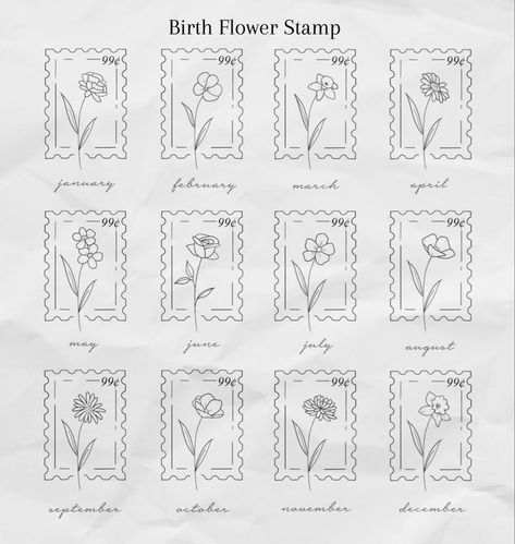 small tattoos by Tattoo Art & Designs Birth Flower Doodles, June Birth Flower Tattoo Fine Line, Flower Simple Tattoo Minimalist, Minimalistic Flower Tattoo Design, March And September Birth Flower Tattoo, Flowers Into Words Tattoo, Simple Birth Flowers, Iris Stamp Tattoo, Birth Flower Tattoos Simple