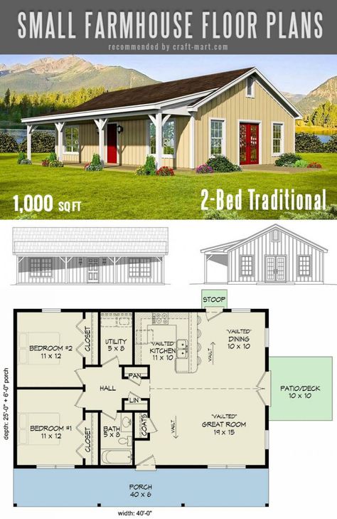 Small Modern Farmhouse Bedroom Ideas, Small Pole Barn Homes Simple Floor Plans, House Plans Under 1000 Sq Ft, Economical House Plans, Small House Plans 3 Bedroom Simple, Floor Plans Cabin, Tiny Farmhouse Plans, Small Farmhouse Floor Plans, Ranch Farmhouse Plans