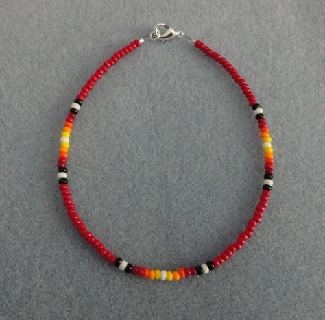 Red Sunburst Bead Anklet Ankle Bracelet Native American on PopScreen قلادات متدلية, Making Bracelets With Beads, Beaded Jewelry Necklaces, Beaded Necklace Designs, Necklace Ideas, Beaded Necklace Diy, Beads Bracelet Design, Bracelet Design, Handmade Wire Jewelry