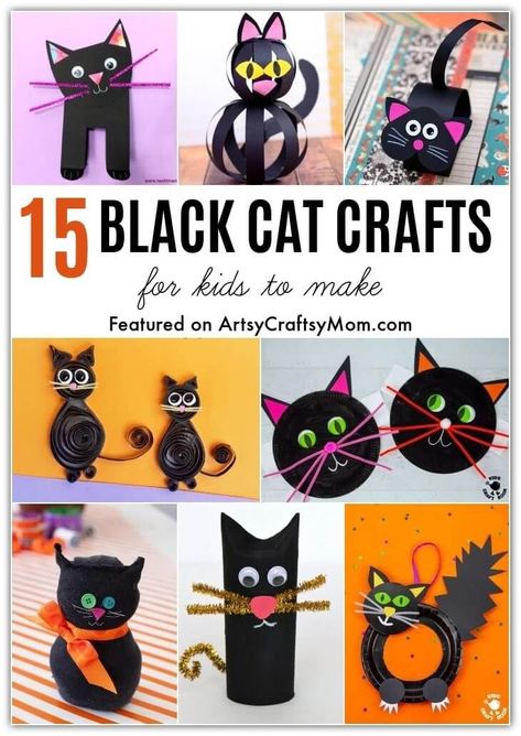 If you love cats, you'll love these cute Black Cat Crafts for Kids, perfect for International Cat Day and National Black Cat Appreciation Day! Black Cat Crafts For Kids, Cat Crafts For Kids, Cheetah Crafts, Black Cat Craft, Quick Halloween Crafts, Black Cat Appreciation Day, Kids Craft Room, Softie Pattern, International Cat Day