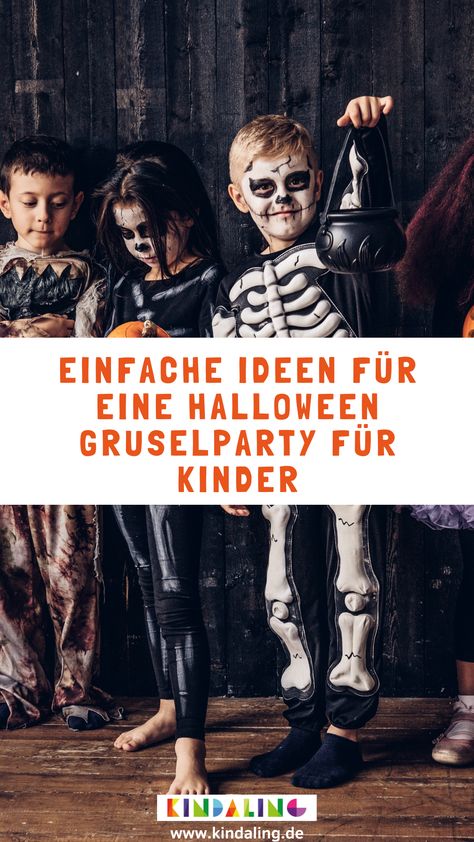 Halloween und Kinderpartys gehören einfach zusammen. Ob im Kindergarten, in der Schule oder zu Hause, Halloween wird gefeiert. Verkleidet und gruselig durch die Straßen ziehen, Erwachsene erschrecken und sich einfach in jemand anderes verwandeln. Wann kann man das schon? Doch Halloweenpartys müssen nicht zur zweiten Geburtstagsparty im Jahr werden, die von langer Hand geplant werden muss. Wir zeigen euch 10 tolle Tipps, wie euch eine Halloweenparty kinderleicht gelingt. Halloween Kids Party, Kindergarten Halloween Party, Diy Halloween Dekoration, Halloween Party Diy, Halloween Kids, Halloween Diy, Kids Party, Halloween Party, Halloween Costumes