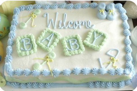 Yellow Cakes, Baby Shower Sheet Cakes, Cake Sheet, Baby Shower Cake Designs, Sheet Cake Designs, Pastel Baby Shower, Baby Shower Cakes Girl, Baby Shower Cakes For Boys, Baby Boy Cakes