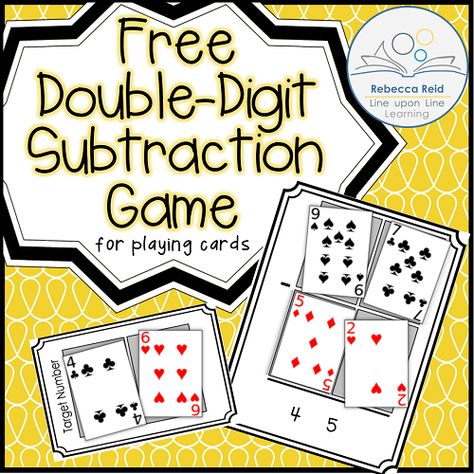 To get extra practice in double-digit subtraction beyond the worksheets, I decided we had shake things up a bit with a playing cards game! Double Digit Subtraction, Math Card Games, Math Night, Subtraction Games, Math Subtraction, Subtraction Activities, Math Groups, Math Intervention, Cards Game