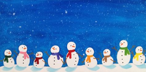 Snowman Family Painting, Personalized Paintings, Snowmen Family, Xmas Art, Snowman Family, Family Canvas, Family Painting, Canvas Paint, Winter Family