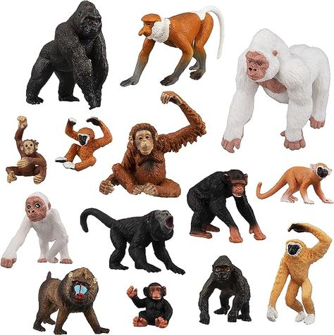 Amazon.com: Toymany 14-Piece Monkey & Gorilla Figurines Set, Jungle Animals Playset, Cake Toppers, Christmas & Birthday Gifts for Kids : Toys & Games Animal Figurine Toys, Polar Animals, Birthday Toys, Christmas Birthday Gifts, Animal Figures, Birthday Gifts For Kids, Jungle Animals, Animal Figurines, Safari Animals