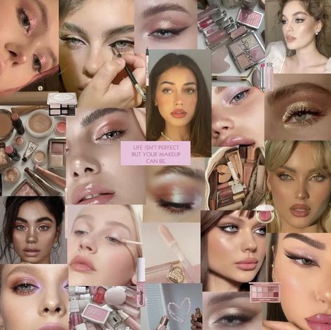 #makeup #makeupcollection #visionboard #collage #makeuplover #makeupideas Makeup Collage Aesthetic, Makeup Mood Board, 90s Models Makeup, Collages Aesthetic Vintage, Makeup Collage, Makeup Aesthetics, Feminine Makeup, Board Collage, Diy Makeup Remover