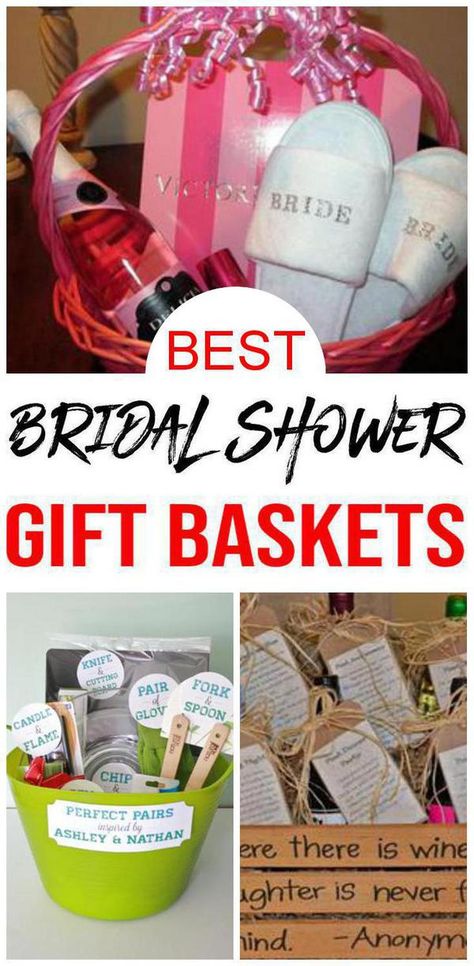 Bridal shower gift baskets! Easy and unique bridal shower gift basket ideas. From spa to baking to cooking to cleaning to wine and more. The best gift ideas that any future bride and groom will love. BEST Bridal Gift Baskets! DIY Bridal Gift Basket Ideas - For Bride and Groom - Couples - Creative - Unique - Cheap - Kitchen - Alcohol- Cleaning Supplies - Honeymoon! Get the best bridal gift basket ideas now! #weddinggifts #weddingbaskets Wedding Shower Gifts Basket, Bridal Shower Gift Basket, Couples Shower Gifts, Bride Gift Basket, Bridal Gift Baskets, Bridal Shower Baskets, Cute Bridal Shower Gifts, Creative Bridal Shower Gifts, Diy Bridal Shower Gifts