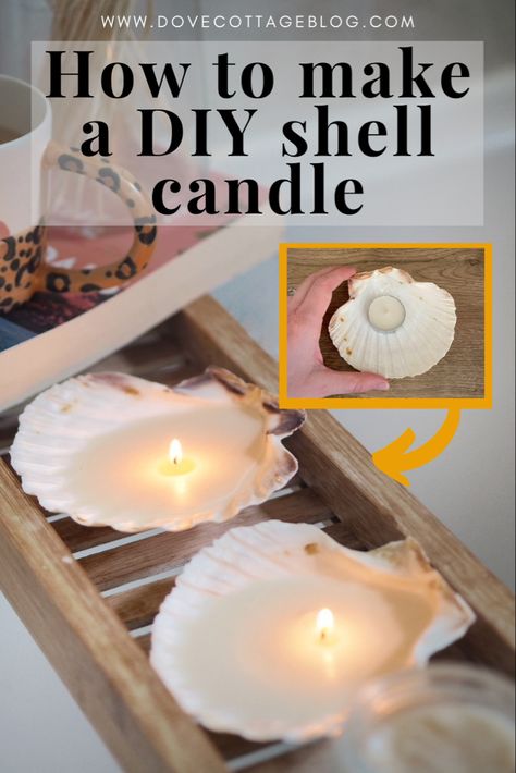 How to create a shell candle using a scallop shell and some tealights. Simple DIY craft project tutorial you can complete at home on a budget. Stylish on trend candle perfect for styling your bathroom with #diyhomedecor #shellcraft #shellcandles #crafting Shell Candles Diy, Easy Crafts For Teens, Diy Crafts For Teen Girls, Desk Diy, Seashell Candles, Diy Crafts For Teens, Crafts For Teens To Make, Shell Candles, Seashell Crafts