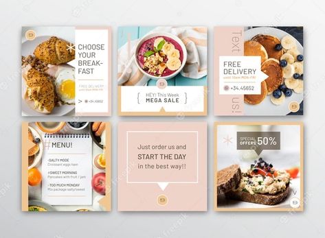 Free Vector | Breakfast restaurant instagram post collection Restaurant Instagram Post, Fruit Pancakes, Breakfast Restaurant, Coffee Shop Menu, Restaurant Social Media, Best Fast Food, Cookbook Template, Breakfast Restaurants, Instagram Template Design