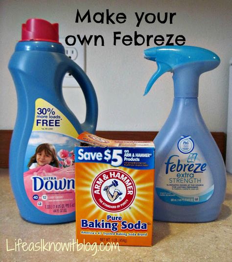 Febreze Spray, Diy Febreze, Homemade Febreze, Soda Brands, Fabric Spray, Cleaning Recipes, Diy Cleaning Products, Clean Laundry, Fabric Softener