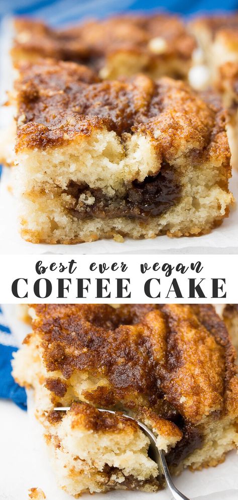 Vegan Breakfast Bread Recipes, Vegan Breakfast Cake Recipes, Easy Vegan Coffee Cake, Vegan Cinnamon Coffee Cake, Vegan Dessert Snacks, Vegan Breakfast Treats, Vegan Baked Breakfast Recipes, Vegan Breakfast Dessert, Advanced Dessert Recipes