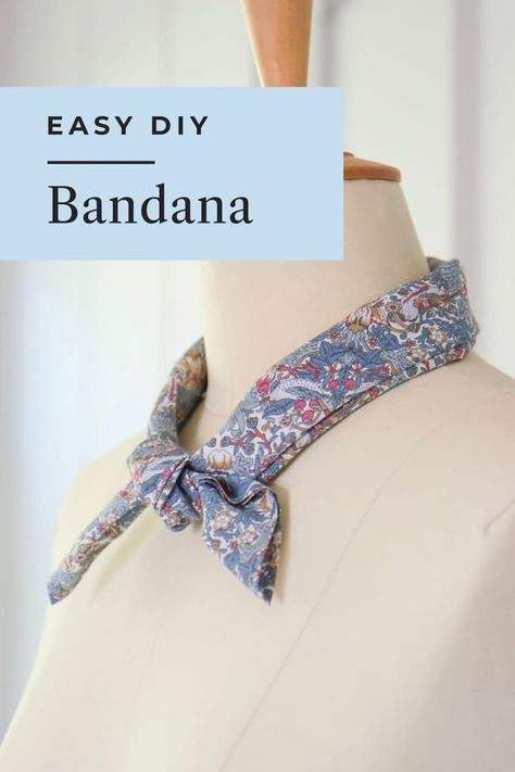 Learn how to make bandanas in 2 ways and add a touch of cool to your wardrobe. Perfect for concerts, festival outfits, and everyday style! Sew Bandana, African Woven Basket, Liberty Print Fabric, Liberty Of London Fabric, Small Scarf, Small Sewing Projects, Sewing Material, Sewing Class, Buy Fabric