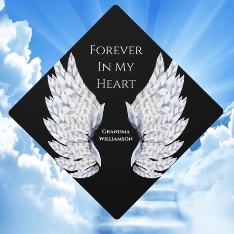 Angel Wings Black Tribute Memorial Graduation Graduation Cap Topper  Zazzle Angel Wings Black, Graduation Cap Tassel, Graduation Cap Decoration Diy, Wings Black, Black Angel Wings, Cap Decoration, Graduation Cap Toppers, Graduation Cap Decoration, Invitation Card Template