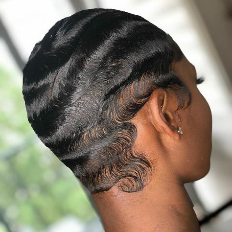 Black Finger Waves, Shirt Hair Cuts, Finger Waves Short Hair, Short Relaxed Hairstyles, Waves Haircut, Finger Wave Hair, Finger Wave, Short Sassy Haircuts, Short Hair Images