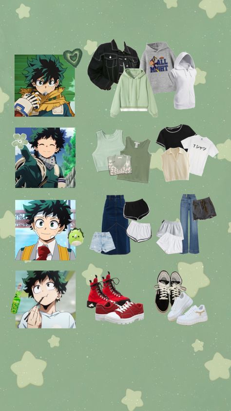 #bnha #myheroacademia #deku #greenoutfit #mha #bnhadeku #animeaesthetic #animevibes Mha Hero Costumes Ideas, Deku Cosplay, Basic Japanese Words, Mha Cosplay, Academia Outfits, Anime Inspired Outfits, Hero Costumes, Fashion Inspiration Design, Green Outfit