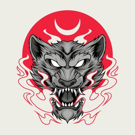 Japanese Wolf, Lion Vector, Aesthetic Japanese, Wolf Face, Design Pattern Art, Futuristic Motorcycle, Wolf Photos, Japanese Tattoos, Traditional Japanese Tattoos