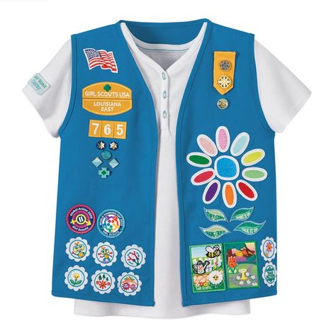 Girl Scout Daisy Uniform, Girl Scout Daisy Vest, Daisy Uniform, Brownie Vest, Buy Girl Scout Cookies, Girl Scout Uniform, Girl Scout Daisy, Girl Scout Camping, Girl Scout Activities