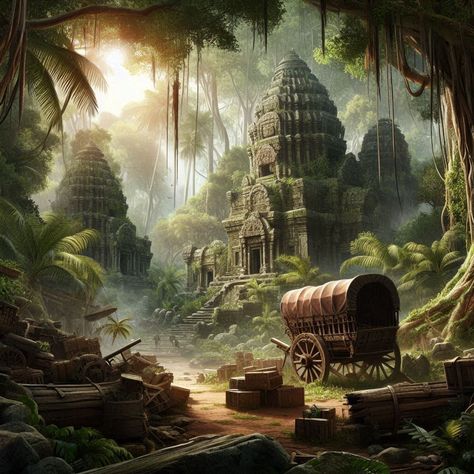 Fantasy Jungle Landscape, Jungle Village, Fantasy Jungle, Jungle Landscape, Dragon Story, Jungle Vibes, Village Ideas, Dragon City, Jungle Art